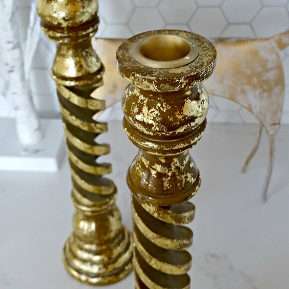 NEW! EXQUISITE Twisted SOLID TALL CANDLESTICKS Holders - Picture 3 of 4